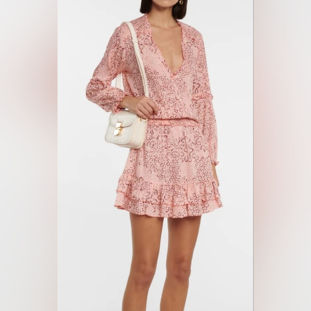 Poupette St Barth Pink Floral Mini Dress | M | Quiet Luxury | Couqette Girl